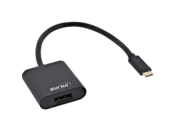 InLine 64102B, 0.2 m, USB Type-C, DisplayPort, urosliitin, naarasliitin, kultainen