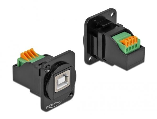 DeLOCK 86733, Tasainen, Musta, USB B, Pääte, Naaras, Muovi