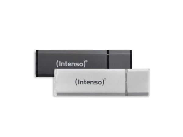 Intenso AluLine USB-minne 32GB Doppelpack 2x32GB - 32 GB, 32 GB, USB Typ-A, 2.0, 28 MB/s, Hætte, Antracit, Sølv
