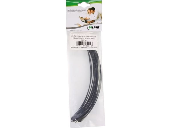 InLine 00870A, Kutistesukka, Musta, 20 cm, 1 mm, 20 kpl, 0,5 mm