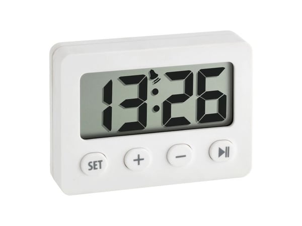 TFA - Väckarklocka - rektangulär - elektronisk - magnetisk montering, skrivbord - vit