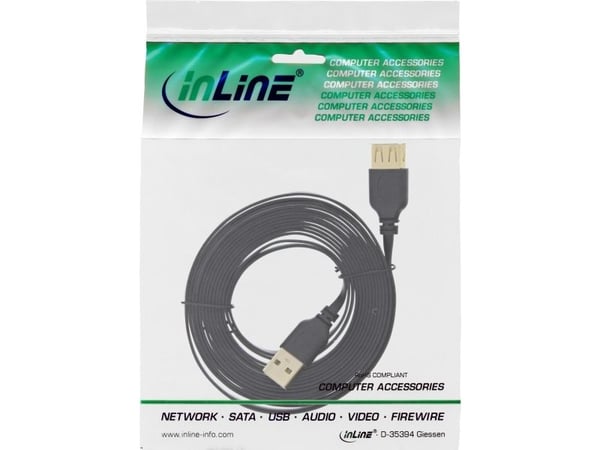 InLine 34650F, 0,5 m, USB A, USB A, USB 2.0, Uros/naaras, Musta
