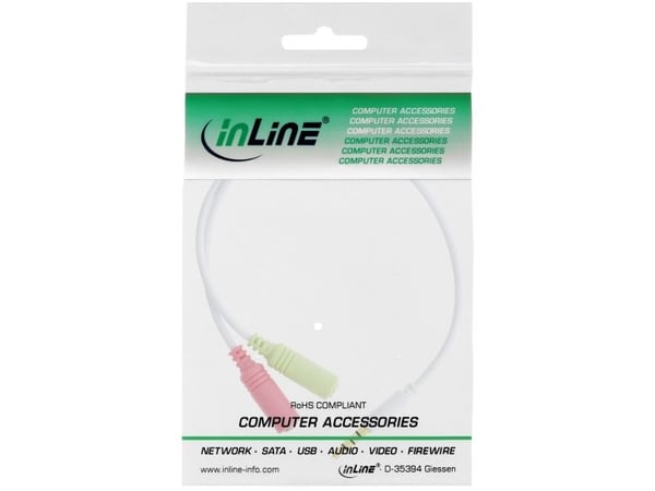 InLine 99302W, 3.5mm, Hankjønn, 2 x 3.5mm, Hunkjønn, 0,15 m, Hvit