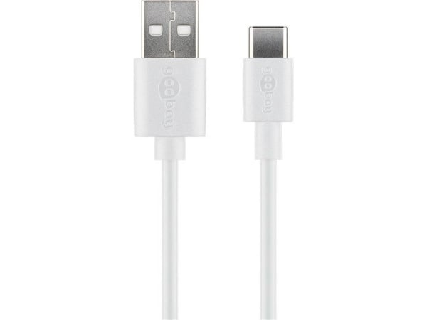 Goobay 59126, 0,5 m, USB A, USB C, USB 2.0, 0,48 Gbit/s, Valkoinen