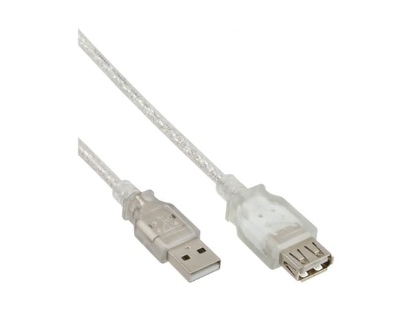 InLine 34650, 0,5 m, USB A, USB A, USB 2.0, Hankjønn/hunkjønn, Gjennomsiktig