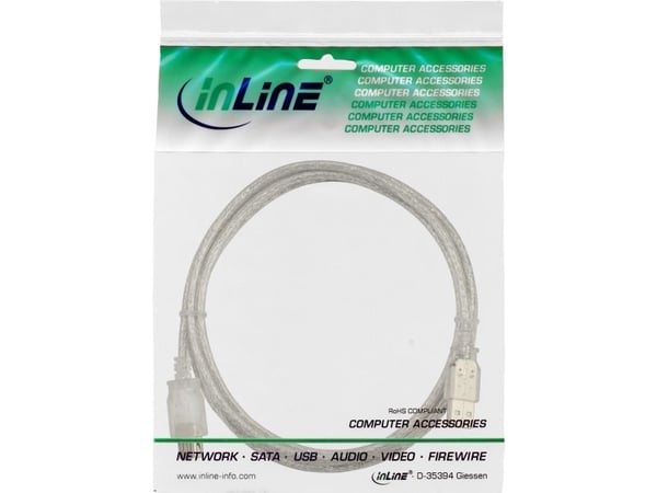 InLine 34650, 0,5 m, USB A, USB A, USB 2.0, Hankjønn/hunkjønn, Gjennomsiktig
