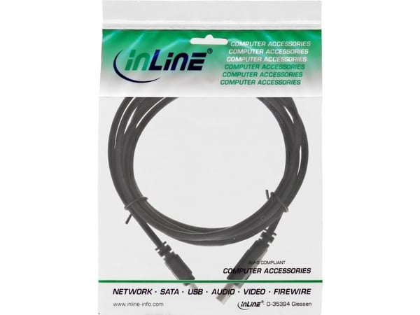 InLine 33107K, 0,5 m, USB A, Mini-USB B, USB 2.0, uros-/urosliitin, musta