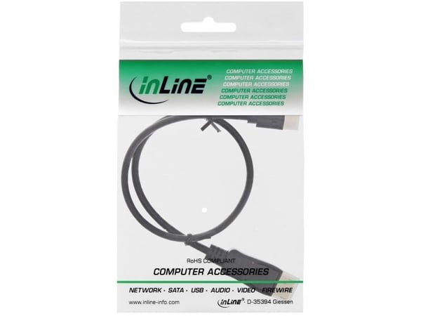 InLine - DisplayPort-kabel - Mini DisplayPort (M) til DisplayPort (M) - DisplayPort 1.2 - 5.0m - 4K-støtte - Svart (17135S)