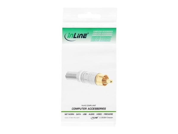 InLine 99110N, RCA, Gull, Sølv, Hvit, Gull, 10 x 47 x 10 mm, 6 g, 10 mm