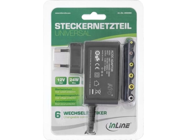 InLine 26608M, Universell, Innendørs, 100 - 240 V, 50 / 60 Hz, 24 W, 12 V