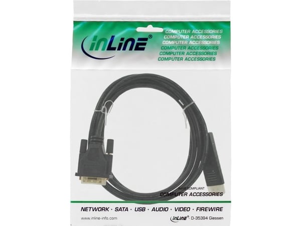 InLine 17114, 1,5 m, DVI-D, DisplayPort, Hankjønn, Hankjønn, Rett