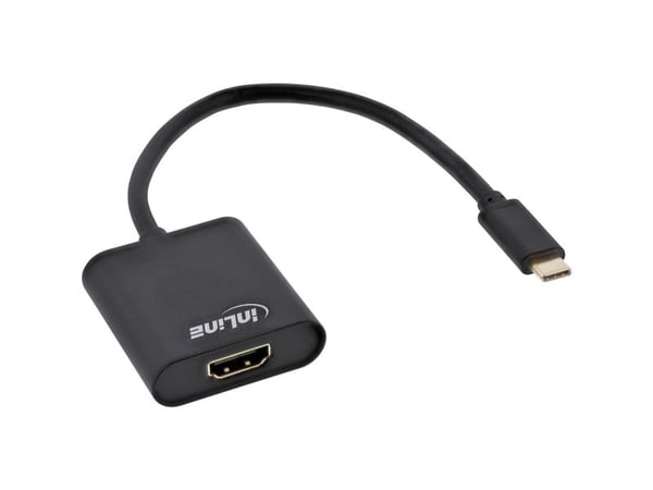 InLine 64101B, 0,2 m, USB Type-C, HDMI, Hankjønn, Hunkjønn, Gull
