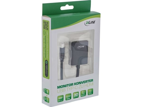 InLine 64101B, 0,2 m, USB Type-C, HDMI, Hankjønn, Hunkjønn, Gull