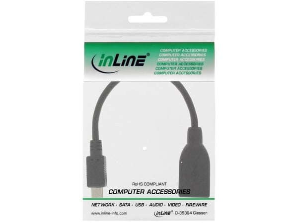 InLine 31606, 0,15 m, USB A, Micro-USB B, Svart