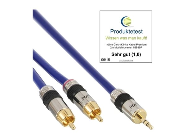 InLine 25m 2x RCA/3.5mm Premium, Hanstik, 3.5mm, Hanstik, 25 m, Blå