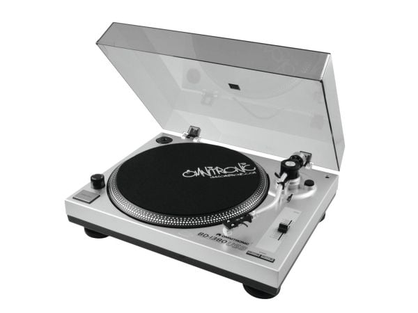 Omnitronic 10603043, Beltedrevet DJ-platespiller, 33,45 RPM, -10 - 10%, 0,25%, 1 s, DC-motor