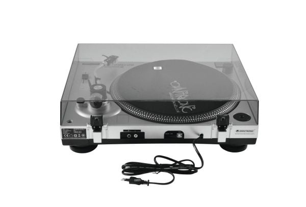Omnitronic 10603043, Beltedrevet DJ-platespiller, 33,45 RPM, -10 - 10%, 0,25%, 1 s, DC-motor