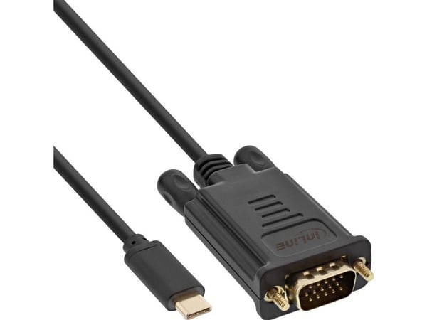 InLine 64142, 2 m, USB Type-C, VGA (D-Sub), Hanstik, Hanstik, Guld