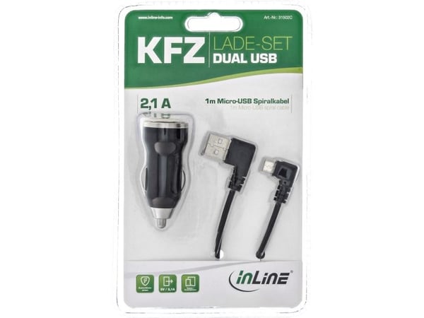 Laturi InLine Dual 2x USB-A 2.1 A (31502C)