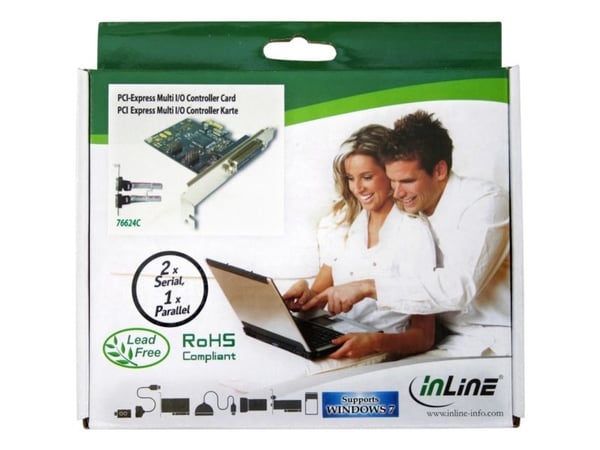 InLine 76624C, PCIe, Parallell, Seriell, Moschip MCS9901CV-CC, 1,77 mm, 99 g, 144 mm