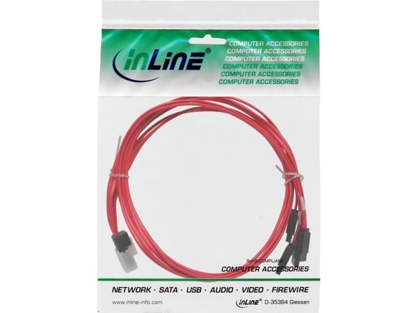 InLine 27610C, 0,5 m, Mini SAS SFF-8087 male, 4x SATA, Hankjønn/hankjønn, Rød, 48 g