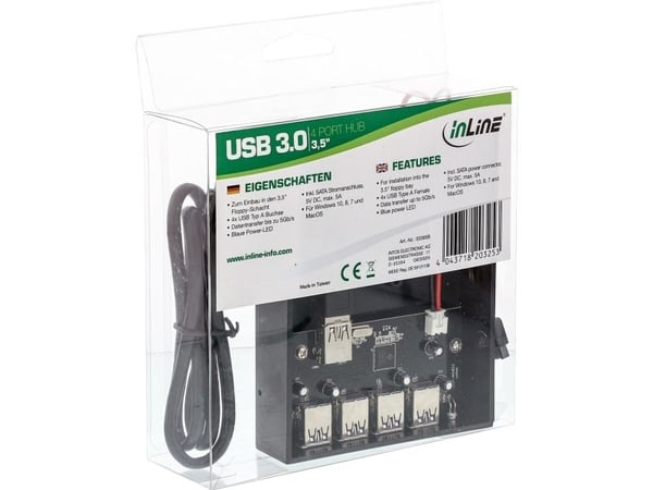 InLine 33395B, USB 1.1, USB 2.0, USB 3.2 Gen 1 (3.1 Gen 1) Type-A, 5000 Mbit/s, lajittelu