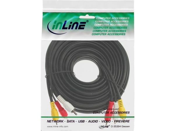 InLine 89602, 3 x RCA, 2 m, Svart
