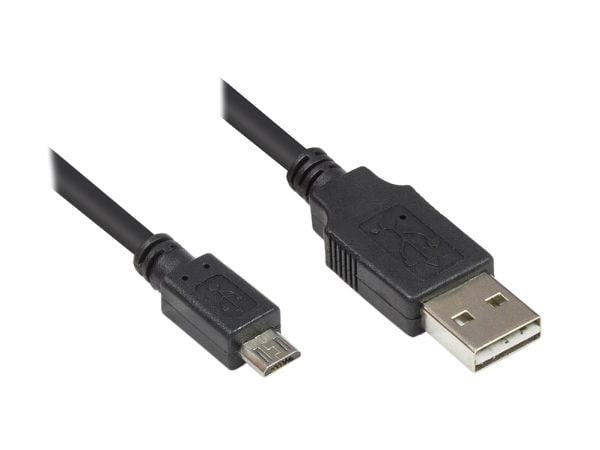 Alcasa 2510-EUM005, 0,5 m, USB A, Micro-USB B, USB 2.0, Hankjønn/hankjønn, Sort