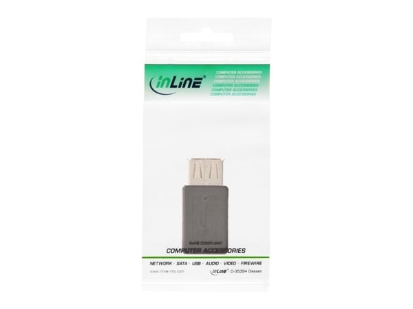 InLine 31613, USB 2.0 A female, Micro-USB type B, Svart