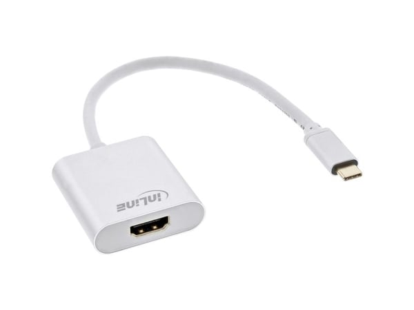 InLine 64103S, 0.2 m, USB Type-C, HDMI, urosliitin, naarasliitin, kultainen