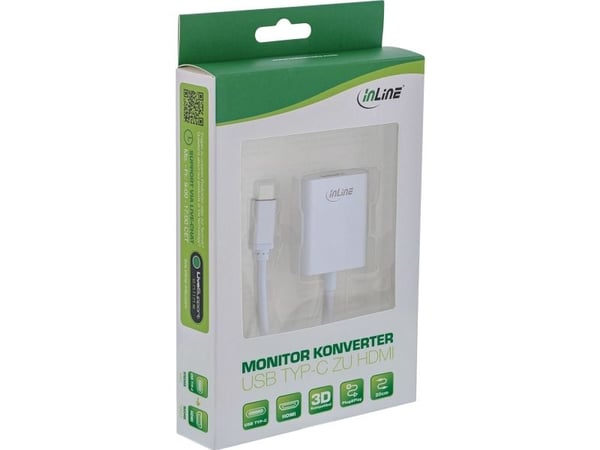 InLine 64103S, 0.2 m, USB Type-C, HDMI, urosliitin, naarasliitin, kultainen