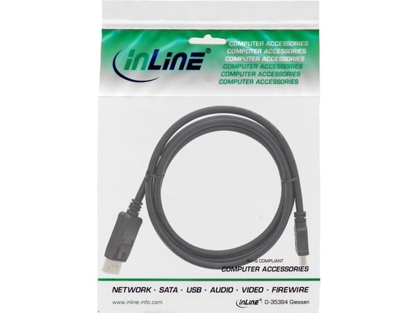 InLine 17187, 0,3 m, DisplayPort, HDMI-tyyppi A (vakio), Uros, Uros, Suora
