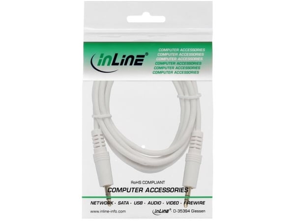 InLine 99936W, 3.5mm, Hankjønn, 3.5mm, Hankjønn, 2,5 m, Hvit