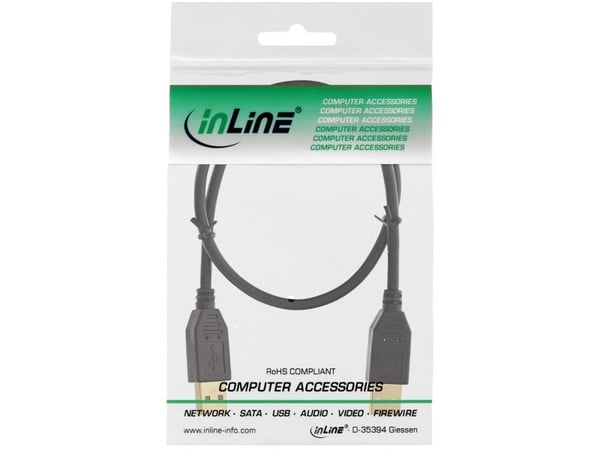 InLine 34330S, 3 m, USB A, USB A, USB 2.0, uros/urosliitin, musta