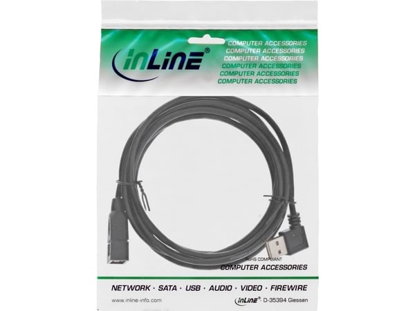 InLine 34610R, 1 m, USB A, USB A, USB 2.0, Hankjønn/hunkjønn, Sort