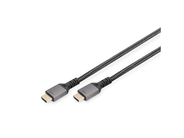 DIGITUS - Ultra High Speed - HDMI-kabel med Ethernet - HDMI hann til HDMI hann - 1 m - trippel beskyttelse - svart - 4K 120 Hz støtte, 8K 60Hz støtte
