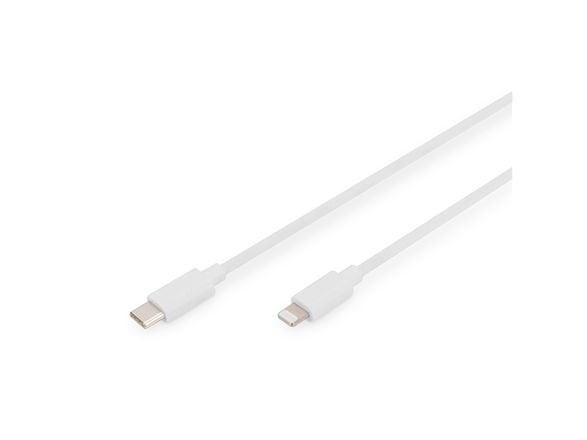 DIGITUS - Lightning-kabel - USB-C hann til Lightning hann - 2 m - dobbeltisolert - hvit - USB Power Delivery (18 W), støtte for Power Delivery 2,0