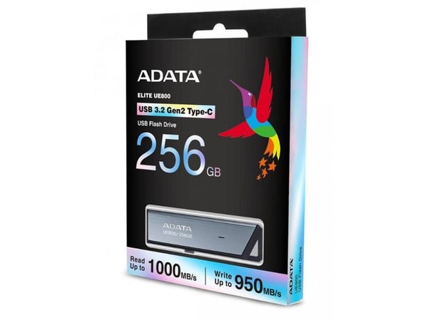 ADATA UE800 - USB flash-enhet - 256 GB - USB-C 3.2 Gen 2 - silver