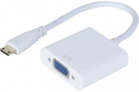 Tecline Mini-HDMI/VGA, Mini-HDMI, VGA (D-Sub), Hankjønn, Hunkjønn, 1920 x 1080 piksler, Hvit