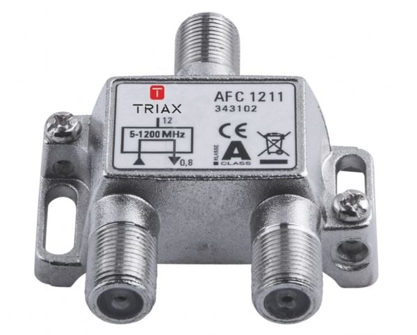 Triax AFC 1211, Kaapelin jakaja, 75 O, 5 - 1218 MHz, Metallinen, Sinkki, Naaras