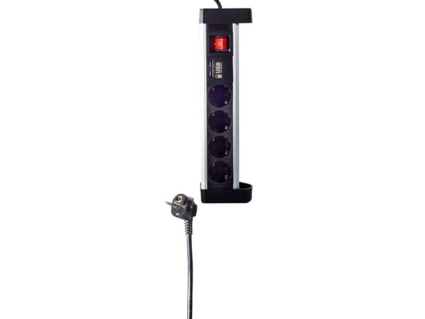 shiverpeaks BS60317, Grunnleggende, Aluminium, Sort, 4 AC-utganger, 1,5 m, TÜV GS