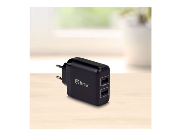 FANTEC SC-A224 - Strømadapter - 24 watt - 4.8 A - QC - 2 utgangskontakter (USB)