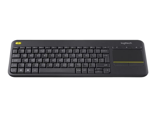 Logitech K400 Plus, Täysikokoinen (100 %), Langaton, Langaton RF, QWERTY, Musta