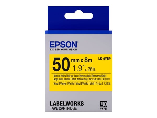 Epson LabelWorks LK-9YBP - Vinyl - svart på gult - Rulle (5 cm x 8 m) 1 kassett(er) etiketttejp - för LabelWorks LW-Z5000BE, LW-Z5010BE, LW-Z5010BE...