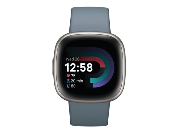 Fitbit Versa 4 - 40 mm - platina - älykello rannekkeella - vesiputouksen sininen - rannekkeen koko: S/L - NFC, Bluetooth Fitbit Versa 4 - 40 mm - platina - älykello rannekkeella - vesiputouksen sininen - rannekkeen koko: S/L - NFC, Bluetooth