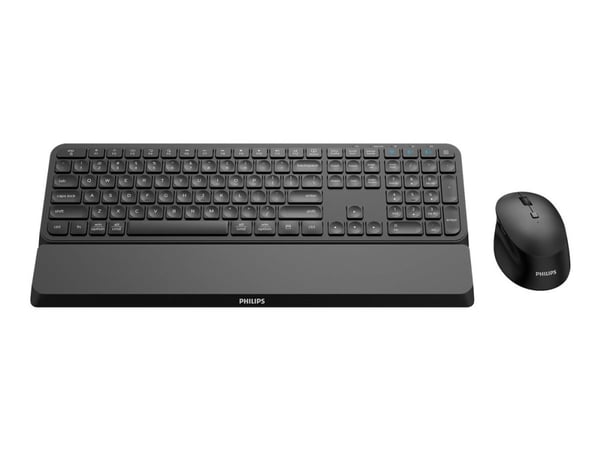 Philips 6000 series SPT6607B - Tastatur- og mussett - trådløs - 2.4 GHz, Bluetooth 3.0, Bluetooth 5.0 - QWERTY - svart