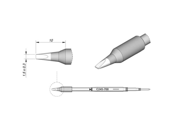 JBC Tools C245768 Juotoskärki Taltan muotoinen, suora Kärkikoko 0,3 mm Kärjen pituus 10 mm Sisältö 1 kpl