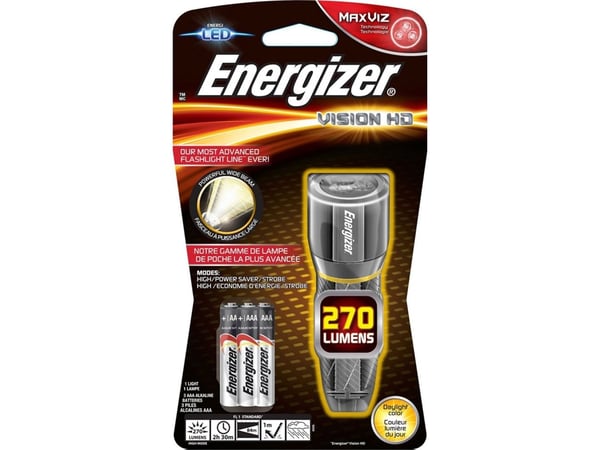 Lommelygte Energizer® Vision HD, LED, metall, 3 AAA