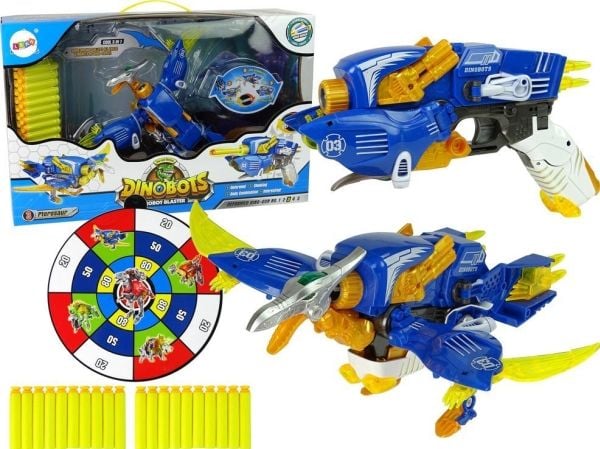 Tuonti leantoys Dinobots 2in1 Dinosaurus Dart Pistooli Sininen Pterosaurus Kilpi