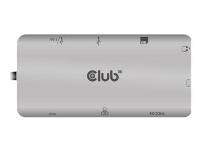 Club 3D USB Gen1 Type-C 9-in-1 -keskitin - Telakointiasema - USB-C - VGA, HDMI - GigE